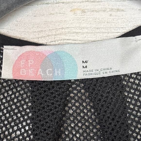 Free People Beach womens medium black full length beach cover up new fishnet - Picture 3 of 5